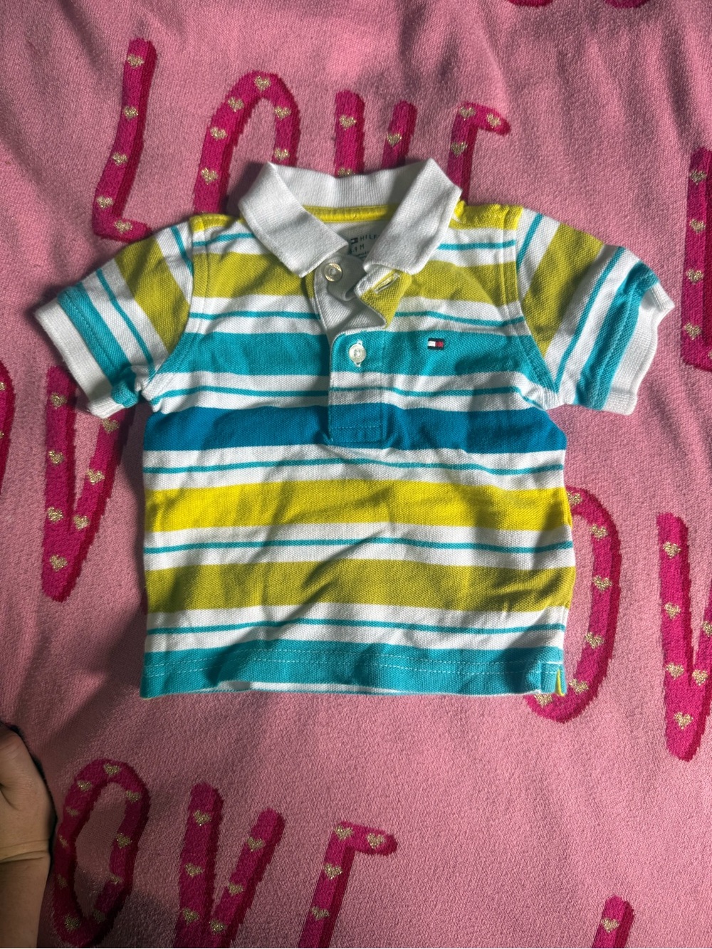 Tommy Hilfiger Toddler Striped Polo - White, Blue & Yellow